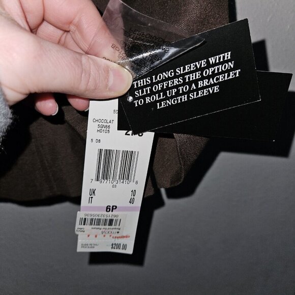 NWT Le Suit Petite Brown 3-Pc Outfit Jacket Pants Scarf 6P Career Retail $200 - Picture 3 of 16